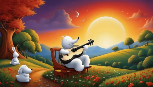 classical guitar,serenade,cavaquinho,guitar player,folk music,musicians,guitar,concert guitar,jazz guitarist,painted guitar,musician,acoustic guitar,banjo player,art bard,eighth note,cellist,white rabbit,guitarist,cello,playing the guitar,Illustration,Abstract Fantasy,Abstract Fantasy 22