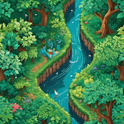 a river,flowing creek,cartoon forest,streams,river landscape,brook landscape,a small waterfall,forests,waterway,riparian forest,water courses,mountain stream,cartoon video game background,the brook,the forests,fairy forest,forest glade,river course,forest background,ash falls,Unique,3D,Isometric