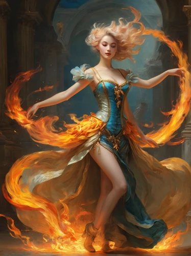 firedancer,fire dancer,dancing flames,flame spirit,fire angel,fire dance,fire artist,fire-eater,fire eater,fire siren,sorceress,flame of fire,burning torch,fiery,fire master,fantasy art,pillar of fire,flaming torch,flame flower,fire poker flower,Art,Classical Oil Painting,Classical Oil Painting 35