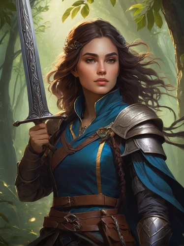 female warrior,fantasy portrait,artemisia,heroic fantasy,swordswoman,joan of arc,jaya,sterntaler,merida,aa,warrior woman,portrait background,blue enchantress,ranger,fantasy art,huntress,eufiliya,girl with tree,catarina,cg artwork,Conceptual Art,Fantasy,Fantasy 17