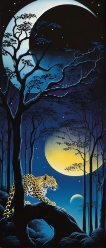 night scene,mushroom landscape,lunar landscape,moonlit night,forest landscape,moonscape,david bates,glass painting,robert duncanson,carol colman,blue moon,pere davids deer,moon valley,serengeti,steve medlin,fantasy picture,surrealism,el salvador dali,brook landscape,carol m highsmith,Illustration,Vector,Vector 09