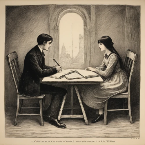 courtship,game illustration,young couple,as a couple,engagement,love letters,book illustration,fortune telling,man and wife,card table,conversation,english draughts,binding contract,hand-drawn illustration,romantic meeting,consulting room,vintage drawing,ball fortune tellers,romantic scene,tutoring,Illustration,Black and White,Black and White 23