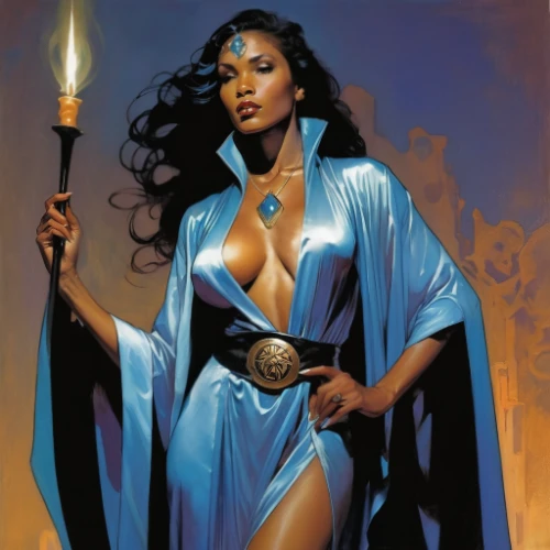 sorceress,fantasy woman,blue enchantress,priestess,the enchantress,heroic fantasy,goddess of justice,african american woman,lady of the night,wonderwoman,warrior woman,black woman,lady honor,mage,fantasy art,black women,super heroine,queen of the night,femme fatale,woman power