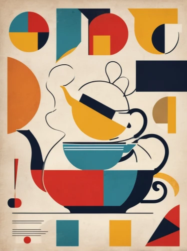 coffee tea illustration,abstract retro,coffee pot,teapots,tea pot,teapot,coffee icons,abstract shapes,french press,cups of coffee,placemat,tea cups,coffee tea drawing,drip coffee,teacup,cup and saucer,amphora,a cup of coffee,cup of coffee,tea cup,Art,Artistic Painting,Artistic Painting 43