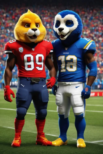 mascot,national football league,nfl,the bears,the mascot,size comparison,canadian football,nfc,nungesser and coli,international rules football,kraft,three primary colors,sprint football,rams,bears,anthropomorphized animals,touch football (american),skylander giants,football players,super bowl,Conceptual Art,Fantasy,Fantasy 14