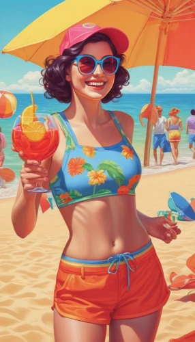 orangina,sea beach-marigold,summer background,beach background,woman with ice-cream,candy island girl,retro woman,summer icons,retro girl,beach goers,agua de valencia,sangria,orange,orange drink,daiquiri,retro women,summer beach umbrellas,the beach pearl,sunscreen,fanta,Illustration,Retro,Retro 16