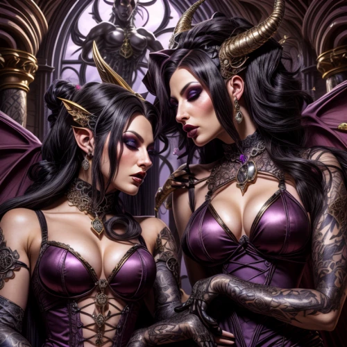 gothic portrait,dark elf,gothic fashion,fantasy art,angel and devil,witches,angels of the apocalypse,gothic,gothic style,dark gothic mood,dark art,vamps,dark purple,devils,fantasy portrait,nightshade family,fantasy picture,vampires,ravens,opposites
