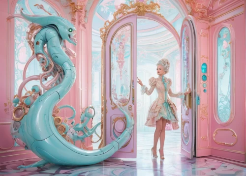 3d fantasy,fantasia,mermaid background,the little girl's room,cinderella,magic mirror,wonderland,stylized macaron,art nouveau,aquarius,rapunzel,fairy tale character,fantasy world,fantasy picture,mermaid vectors,door,the door,metallic door,carousel,sea fantasy,Conceptual Art,Fantasy,Fantasy 24