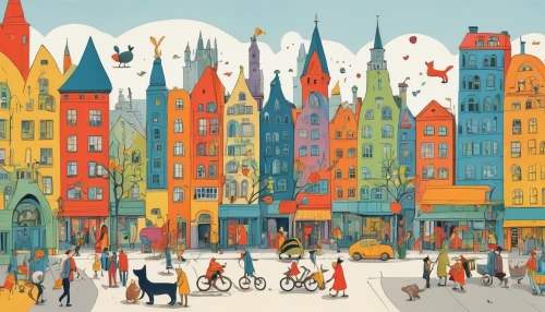 colorful city,city cities,hanseatic city,bike city,bremen,city scape,cities,the pied piper of hamelin,hamelin,townscape,city bike,bicycles,cologne,utrecht,city buildings,colmar city,stockholm,hafencity,colmar,fantasy city,Illustration,Black and White,Black and White 26