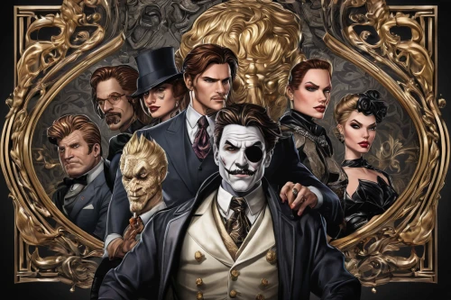 gentleman icons,gothic portrait,phantom,the carnival of venice,masquerade,two face,nightshade family,the victorian era,mafia,suit of spades,cabaret,game illustration,personages,cd cover,clue and white,halloween poster,vampires,danse macabre,masque,victorian,Photography,Fashion Photography,Fashion Photography 02