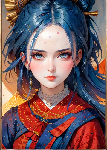 oriental princess,hanbok,chinese art,geisha,geisha girl,taiwanese opera,oriental girl,amano,peking opera,yunnan,mulan,yuanyang,shuanghuan noble,mandarin,xizhi,fantasy portrait,yi sun sin,japanese art,blue chrysanthemum,wuchang,Anime,Anime,General