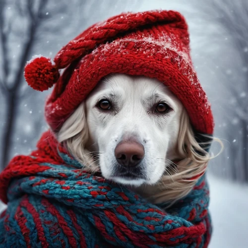 winter hat,winter animals,warm and cozy,winters,winter mood,winter background,labrador retriever,russian spaniel,winter clothing,golden retriever,cold weather,labrador,blonde dog,white dog,scarf animal,winter clothes,winter,wintry,female dog,cold winter weather,Photography,Documentary Photography,Documentary Photography 32