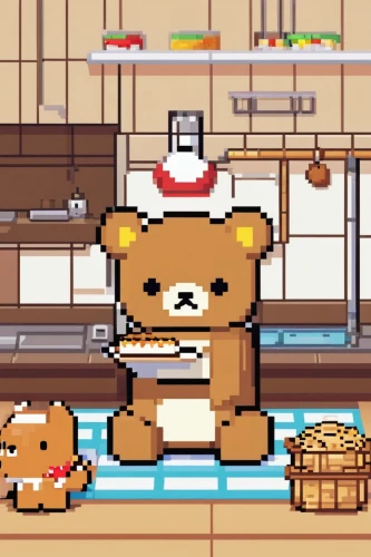 gingerbread maker,bakery,gingerbread boy,baking bread,kitchen,big kitchen,cute bear,baking cookies,star kitchen,cooking,bear teddy,making food,cooking show,kitchen shop,gingerbread man,danboard,baking,baking equipments,wooser,pixel art,Unique,Pixel,Pixel 01