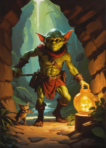 kobold,goblin,scandia gnome,yoda,game illustration,dungeons,frog background,wicket,frog through,adventurer,cg artwork,the wanderer,bufo,splinter,art bard,game art,torchlight,monk,fgoblin,fantasy warrior,Conceptual Art,Daily,Daily 12