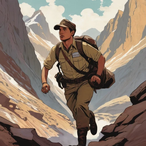 khaki,travel poster,hiker,mountain guide,boy scouts of america,karakoram,nepal,explorer,afghanistan,park ranger,indiana jones,peru,the wanderer,khaki pants,boy scouts,war correspondent,the spirit of the mountains,tajikistan,french foreign legion,pathfinders,Conceptual Art,Daily,Daily 08