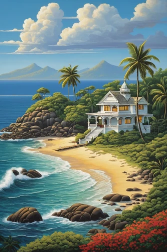 coastal landscape,beach landscape,tropical house,an island far away landscape,home landscape,seaside resort,tropical island,southern island,hawaii,seaside country,tropical beach,landscape background,tropical sea,sea landscape,landscape with sea,mountain beach,dream beach,holiday villa,south pacific,summer cottage,Conceptual Art,Daily,Daily 33