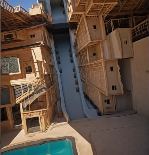cube stilt houses,cubic house,hanging houses,block balcony,habitat 67,floating huts,cube house,riad,dunes house,japanese architecture,wooden sauna,capsule hotel,an apartment,stilt houses,eco hotel,sky apartment,inside courtyard,balconies,tree house hotel,inverted cottage,Photography,General,Realistic