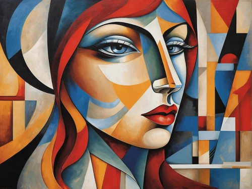 art deco woman,david bates,decorative figure,woman thinking,cubism,woman's face,woman face,italian painter,glass painting,art painting,oil painting on canvas,art deco,praying woman,meticulous painting,woman sculpture,picasso,head woman,roy lichtenstein,seven sorrows,the annunciation,Art,Artistic Painting,Artistic Painting 45