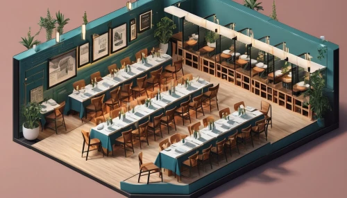 a restaurant,japanese restaurant,restaurant,restaurants,alpine restaurant,fine dining restaurant,bistro,beach restaurant,drive in restaurant,school design,cafeteria,dining room,the coffee shop,retro diner,isometric,dining,table arrangement,wooden mockup,breakfast room,tearoom,Unique,3D,Isometric