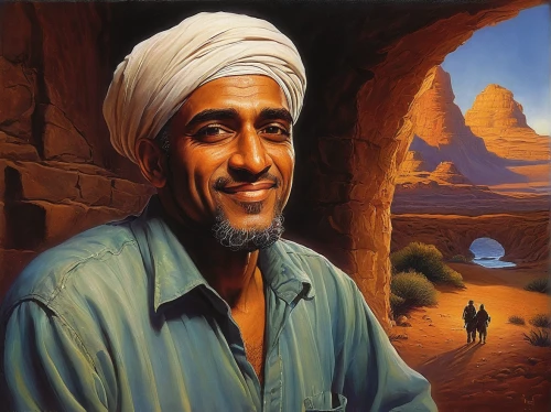 bedouin,libyan desert,middle eastern monk,abdel rahman,oil painting on canvas,oil painting,oman,wadi musa,al siq canyon,hoggar,zagora,durman,persian poet,jaisalmer,abraham,jordanian,wadi rum,omani,tassili n'ajjer,ibn tulun,Illustration,Realistic Fantasy,Realistic Fantasy 32