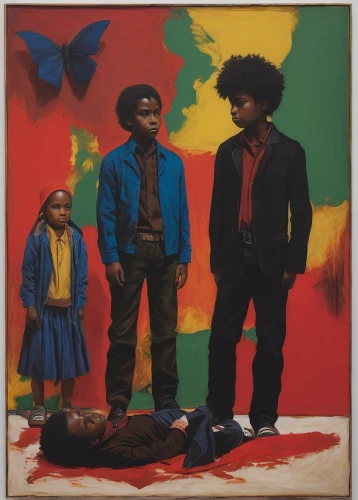 three primary colors,afroamerican,afro-american,afro american,afro american girls,little blacks,african american kids,three kings,blackbirds,young birds,postmasters,red cloud,album cover,angolans,juneteenth,emancipation,art world,nomadic children,rastaman,youth,Conceptual Art,Daily,Daily 18