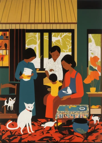 arrowroot family,indigenous painting,women at cafe,carol colman,cool woodblock images,dog cafe,sewing silhouettes,woodblock prints,cat's cafe,anmatjere women,placemat,cooking book cover,children studying,tea ceremony,girl in the kitchen,olle gill,carol m highsmith,khokhloma painting,izakaya,mulberry family,Illustration,Vector,Vector 13