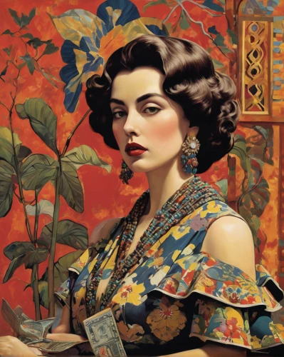 art deco woman,vintage woman,orientalism,vintage women,vintage art,retro women,oriental painting,vintage female portrait,retro woman,vintage illustration,vintage girl,vintage botanical,david bates,italian painter,meticulous painting,vintage fashion,art deco,geisha girl,vintage floral,ivy,Art,Artistic Painting,Artistic Painting 38