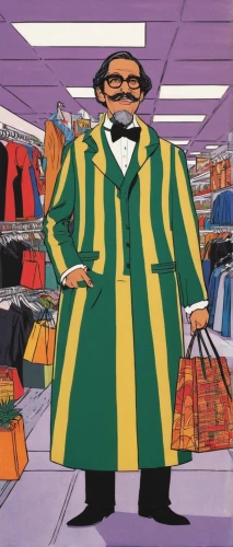 frock coat,shopkeeper,dry cleaning,one-piece garment,overcoat,tailor,clerk,a black man on a suit,riddler,old coat,men clothes,the consignment,sweater vest,imperial coat,man's fashion,kingpin,men's suit,vintage clothing,business man,sales man,Illustration,American Style,American Style 05