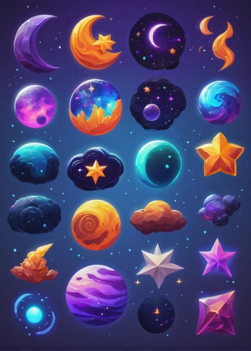 icon set,set of icons,halloween icons,colorful stars,moons,party icons,celestial bodies,circle icons,star chart,stars and moon,galaxy types,moon and star background,crown icons,fairy tale icons,night stars,fruits icons,planets,colorful star scatters,fruit icons,starscape,Illustration,Realistic Fantasy,Realistic Fantasy 27