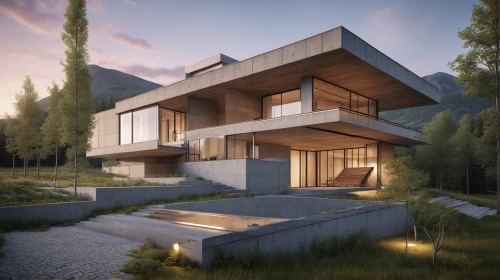 modern house,3d rendering,modern architecture,house in the mountains,house in mountains,cubic house,render,eco-construction,timber house,wooden house,dunes house,chalet,mid century house,residential house,beautiful home,luxury property,house in the forest,modern style,swiss house,the cabin in the mountains,Photography,General,Realistic