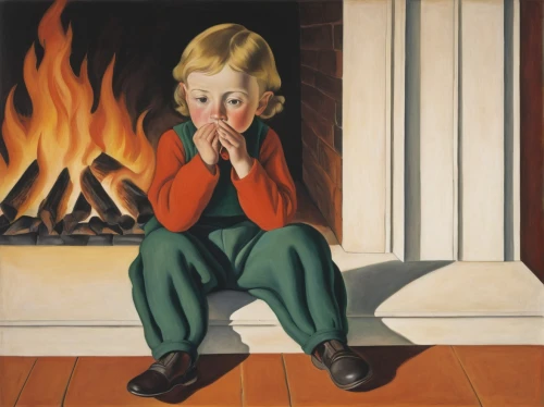 child with a book,fire place,fireplaces,child is sitting,november fire,warming,child crying,girl sitting,child portrait,fireside,burning house,burned out,unhappy child,fireplace,child's frame,girl with bread-and-butter,boy praying,woman sitting,domestic heating,yule log,Art,Artistic Painting,Artistic Painting 21