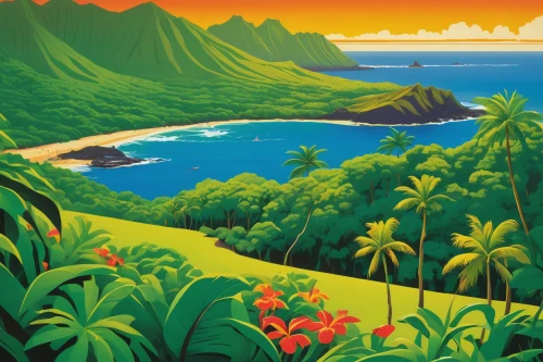 hawaii,travel poster,molokai,tropics,napali coast,kauai,oahu,south pacific,luau,napali,aloha,kei islands,polynesia,tropical beach,tropical sea,kalua,tropical island,honolulu,hawaiian food,tahiti,Art,Artistic Painting,Artistic Painting 30