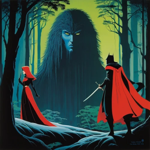 red riding hood,dracula,wolfman,halloween poster,forest man,haunted forest,underworld,forest workers,little red riding hood,dance of death,game illustration,druids,grimm reaper,film poster,the forest,guards of the canyon,woodsman,sci fiction illustration,confrontation,hooded man,Illustration,Vector,Vector 09
