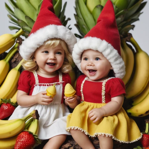 banana family,children's christmas photo shoot,santa hats,christmas pictures,baby & toddler clothing,christmas hats,children's christmas,nanas,banana,bananas,santa clauses,little angels,elves,santons,christmas dolls,children's photo shoot,christmas sweets,little boy and girl,diabetes in infant,children,Photography,General,Natural