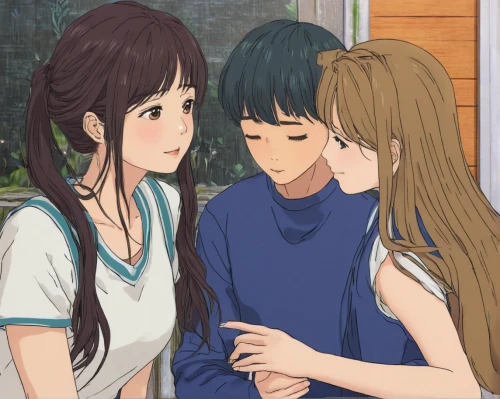 hiyayakko,tsumugi kotobuki k-on,hands holding,two girls,girl kiss,holding hands,tying hair,chatting,the girl's face,girlfriends,young couple,hair tie,holding,hand in hand,smooch,kimjongilia,petting,blushing,hug,hold hands,Illustration,Japanese style,Japanese Style 18