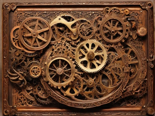 steampunk gears,clockmaker,cog,ship's wheel,carved wood,mechanical puzzle,panel,wooden cable reel,old clock,wall clock,cuckoo clocks,cogwheel,cuckoo clock,mechanical,clockwork,wall plate,transport panel,steampunk,wood carving,longcase clock,Illustration,Realistic Fantasy,Realistic Fantasy 13