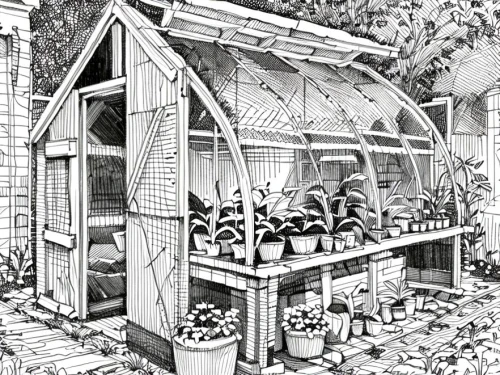 garden shed,leek greenhouse,greenhouse,greenhouse cover,insect house,kitchen shop,victorian kitchen,chicken coop,sheds,a chicken coop,children's playhouse,greengrocer,farm hut,garden buildings,market stall,hahnenfu greenhouse,village shop,greenhouse effect,shed,permaculture,Design Sketch,Design Sketch,Fine Line Art