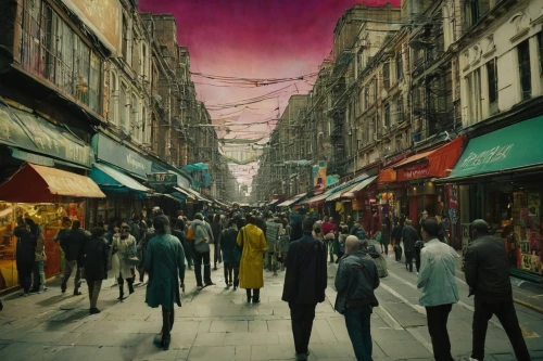 grand bazaar,hippy market,digital compositing,arbat street,pedestrian zone,istanbul,istanbul city,watercolor paris shops,paris shops,colorful city,shopping street,street scene,taksim square,large market,universal exhibition of paris,pink city,photomanipulation,french digital background,souk,people walking,Illustration,Paper based,Paper Based 18