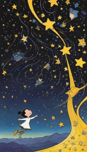falling stars,falling star,cosmos wind,constellations,the stars,starry sky,cosmos,stars and moon,constellation swan,constellation,fairy galaxy,runaway star,starscape,cosmos field,starry night,universe,stars,star winds,star sky,the moon and the stars,Illustration,Children,Children 05