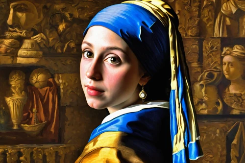 girl with a pearl earring,portrait of christi,cepora judith,ancient egyptian girl,girl-in-pop-art,the prophet mary,gothic portrait,holbein,portrait of a woman,meticulous painting,the mona lisa,girl in a historic way,girl with bread-and-butter,portrait background,majorelle blue,portrait of a girl,pop art woman,mary 1,joan of arc,cleopatra,Art,Classical Oil Painting,Classical Oil Painting 07