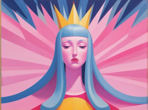 art deco woman,crown chakra,priestess,virgo,crowned,aura,prismatic,adobe illustrator,art deco,psychedelic art,horoscope libra,pop art woman,art deco background,girl-in-pop-art,deity,zodiac sign libra,pastel paper,cmyk,psyche,heart with crown,Art,Artistic Painting,Artistic Painting 08