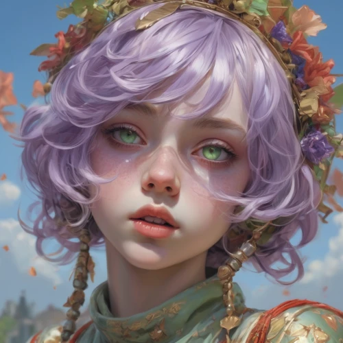 violet head elf,fantasy portrait,vanessa (butterfly),fae,flora,lilac blossom,violet,flower fairy,precious lilac,girl in flowers,lavendar,elza,mystical portrait of a girl,natural cosmetic,golden lilac,linden blossom,eglantine,lilac flower,portrait background,elf,Conceptual Art,Fantasy,Fantasy 01