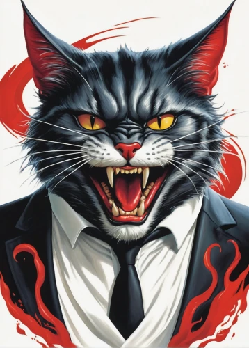 red cat,cheshire,tuxedo just,tom cat,cartoon cat,cat vector,the cat,wildcat,red whiskered bulbull,kingpin,two face,tuxedo,whiskered,butler,breed cat,feral cat,necktie,snarling,halloween cat,cat image,Conceptual Art,Fantasy,Fantasy 20