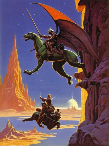 heroic fantasy,guards of the canyon,bronze horseman,dragoon,fantasia,sagittarius,fantasy picture,dragon of earth,ranger,seat dragon,horseman,horsemen,patrols,eldorado,hunting scene,sci fiction illustration,conquistador,patrol,dragon,pterodactyl,Conceptual Art,Sci-Fi,Sci-Fi 15