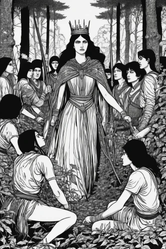 queen-elizabeth-forest-park,crowning,the magdalene,the witch,the snow queen,crow queen,the enchantress,walpurgis night,rusalka,celebration of witches,the night of kupala,celtic queen,miss circassian,hipparchia,paganism,lacerta,pageant,dance of death,kate greenaway,queen of the night,Illustration,Black and White,Black and White 16