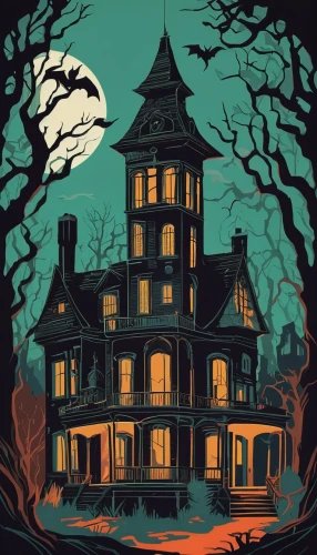 witch's house,halloween poster,the haunted house,halloween illustration,house silhouette,haunted house,witch house,halloween wallpaper,halloween background,halloween scene,haunted castle,halloween and horror,house in the forest,haunted,creepy house,victorian,victorian house,ghost castle,house painting,haunt,Art,Artistic Painting,Artistic Painting 35