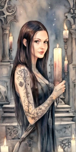 candlemaker,candlelights,gothic portrait,candlelight,burning candle,sorceress,gothic woman,black candle,candle light,lighted candle,priestess,candle,burning candles,the enchantress,candle flame,fantasy portrait,candles,fantasy art,mystical portrait of a girl,elven