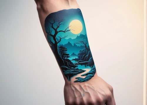 forearm,hand painting,body art,hand-painted,body painting,bodypainting,on the arm,tattoo,sleeve,artistic hand,neon body painting,painted tree,arm,tattoo artist,dark art,bodypaint,glow in the dark paint,tattoos,tree torch,fantasy art,Illustration,Vector,Vector 09