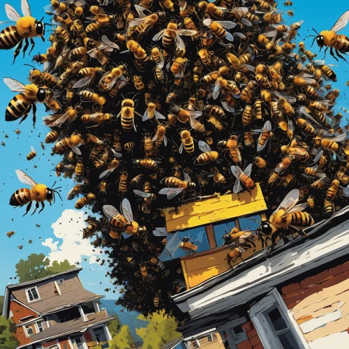 swarm of bees,bee colony,bee farm,bees,swarm,bee colonies,bee hive,bumblebees,beekeeping,beekeepers,drone bee,honey bees,beehives,the hive,honeybees,bee,bee-dome,hive,swarms,bee pasture,Conceptual Art,Oil color,Oil Color 07