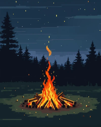 campfire,campfires,camp fire,fire background,bonfire,pixel art,firepit,forest fire,fireflies,fires,wood fire,wildfire,fire pit,log fire,fire wood,fireside,november fire,fire ring,fire mountain,fire in the mountains,Illustration,Paper based,Paper Based 21